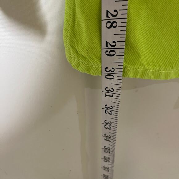 New Mara Hoffman Georgina neon lime green high rise straight leg jeans sz 10 - Picture 6 of 10